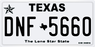 TX license plate DNF5660