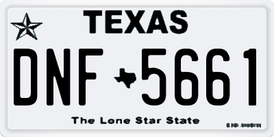 TX license plate DNF5661