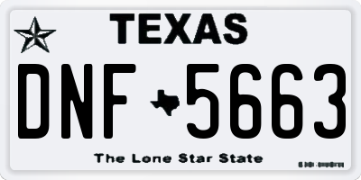 TX license plate DNF5663