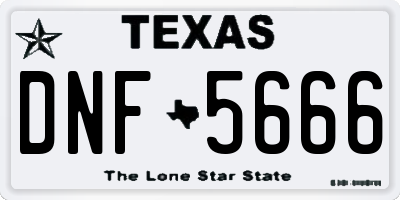 TX license plate DNF5666