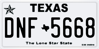 TX license plate DNF5668