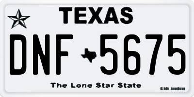 TX license plate DNF5675