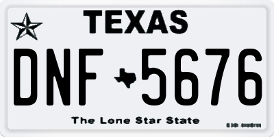 TX license plate DNF5676
