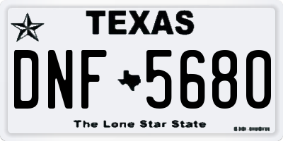 TX license plate DNF5680