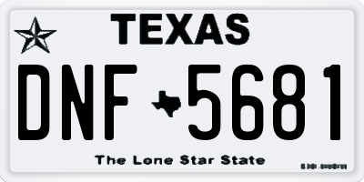 TX license plate DNF5681