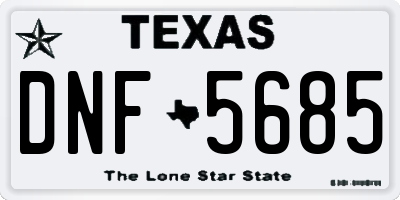 TX license plate DNF5685