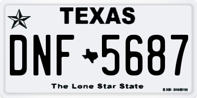 TX license plate DNF5687