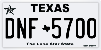 TX license plate DNF5700