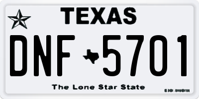 TX license plate DNF5701
