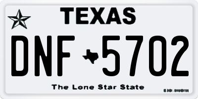 TX license plate DNF5702