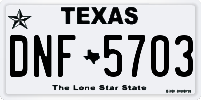 TX license plate DNF5703