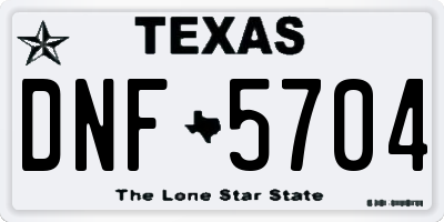 TX license plate DNF5704