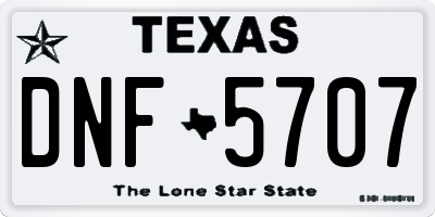 TX license plate DNF5707