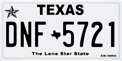 TX license plate DNF5721