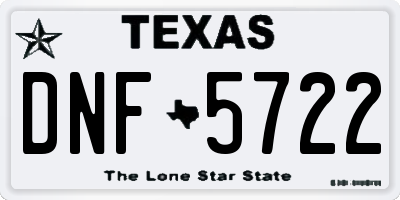 TX license plate DNF5722