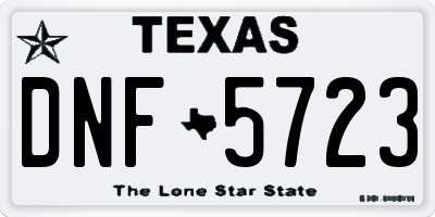 TX license plate DNF5723