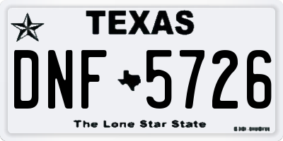 TX license plate DNF5726