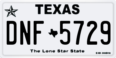 TX license plate DNF5729