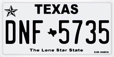 TX license plate DNF5735