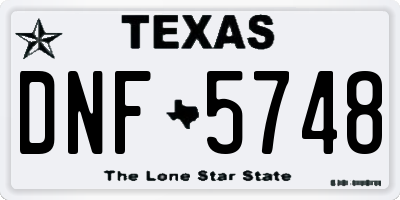 TX license plate DNF5748