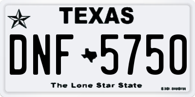 TX license plate DNF5750