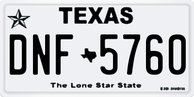 TX license plate DNF5760