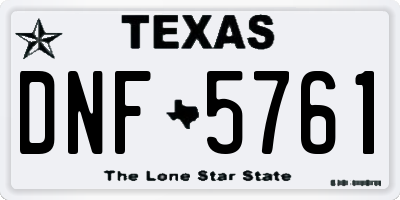 TX license plate DNF5761