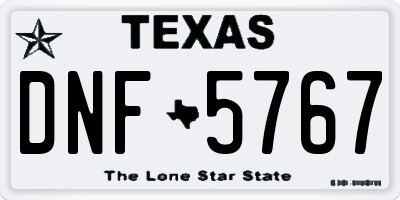 TX license plate DNF5767