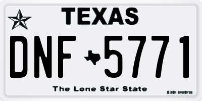 TX license plate DNF5771