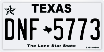 TX license plate DNF5773
