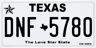 TX license plate DNF5780
