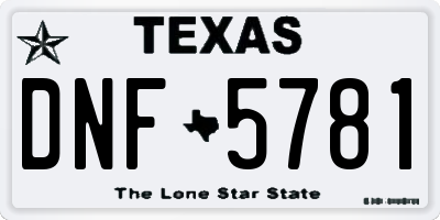 TX license plate DNF5781