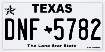 TX license plate DNF5782