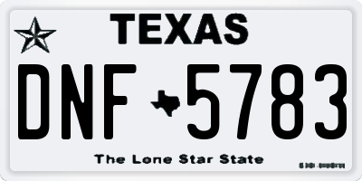 TX license plate DNF5783