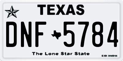 TX license plate DNF5784