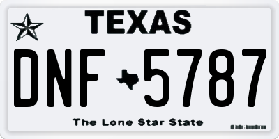 TX license plate DNF5787