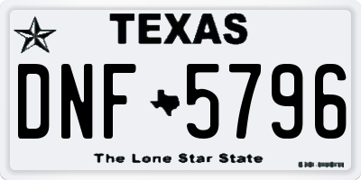 TX license plate DNF5796