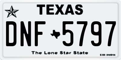 TX license plate DNF5797