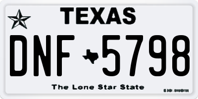 TX license plate DNF5798