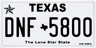 TX license plate DNF5800