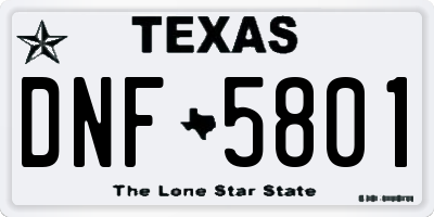 TX license plate DNF5801