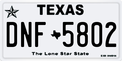 TX license plate DNF5802