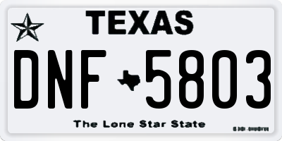 TX license plate DNF5803