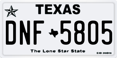 TX license plate DNF5805