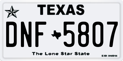 TX license plate DNF5807