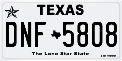 TX license plate DNF5808