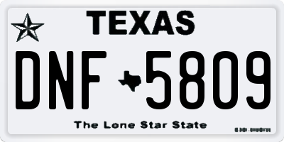 TX license plate DNF5809