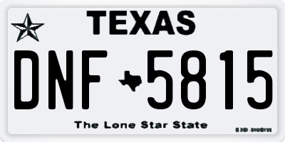TX license plate DNF5815