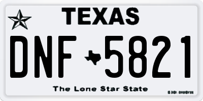 TX license plate DNF5821