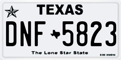 TX license plate DNF5823
